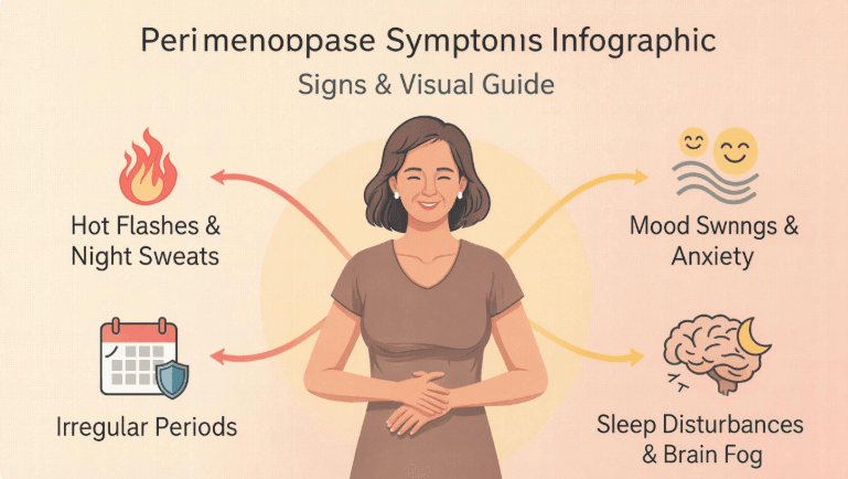 Perimenopause Symptoms Infographic: Signs & Visual Guide